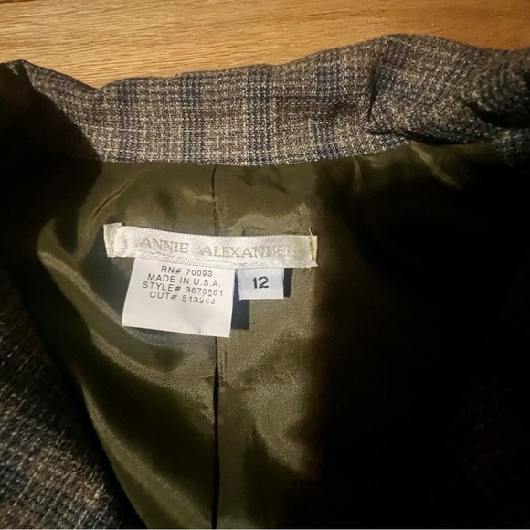 Vintage Plaid Blue & Brown Button Down Blazer -Size 12 -BC01 - Picture 8 of 9